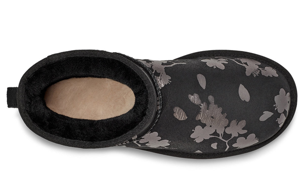 (WMNS) Classic Mini Floral Foil Fleece Lined Black