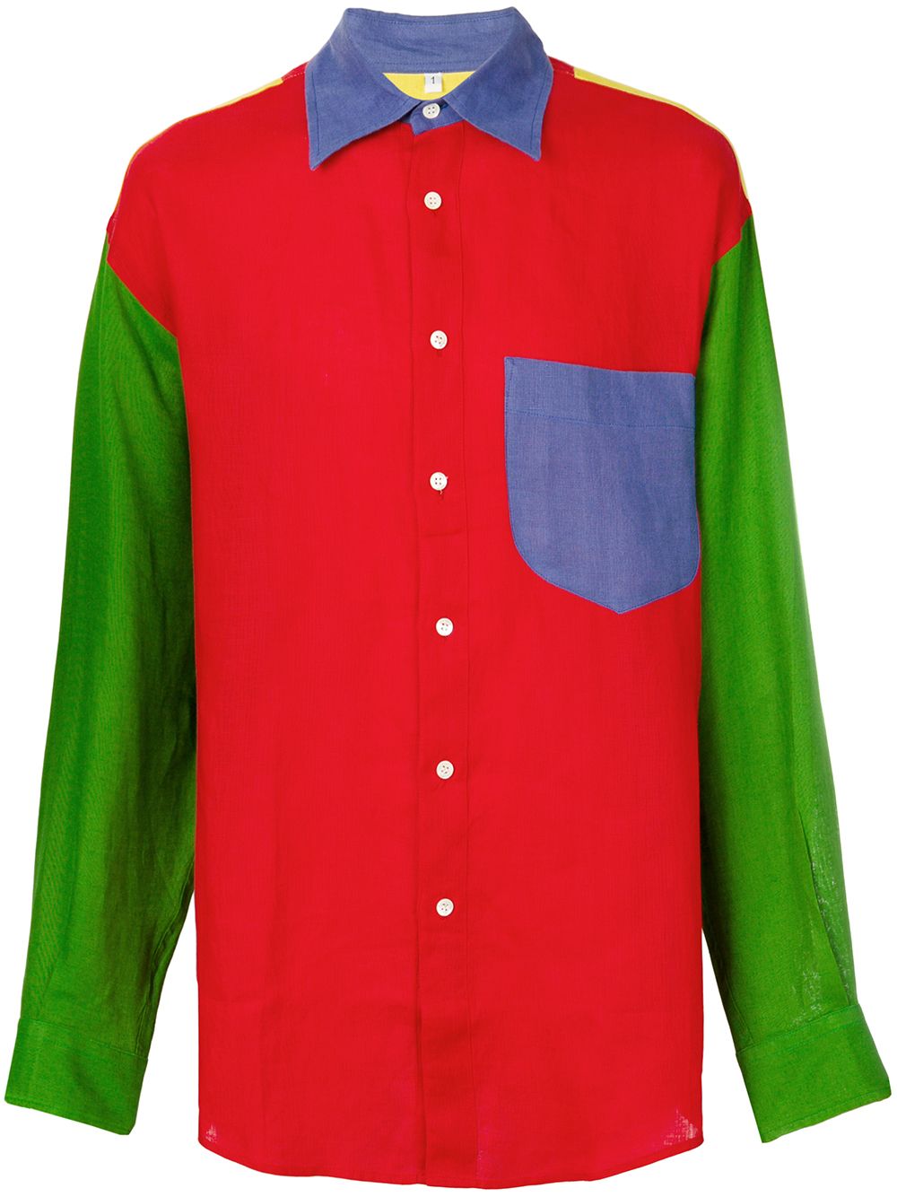 1990s colour-block panelled shirt - Multicolour