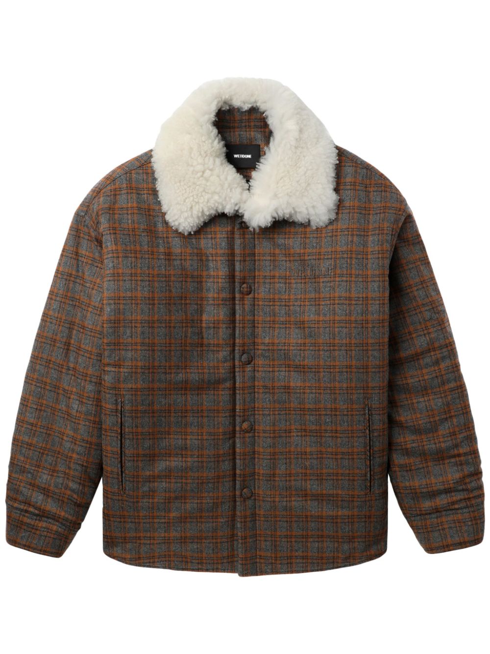 Check-print jacket - Brown