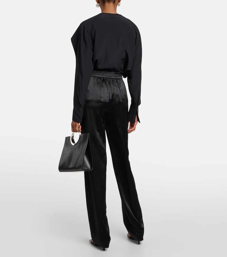 Tova silk satin straight pants