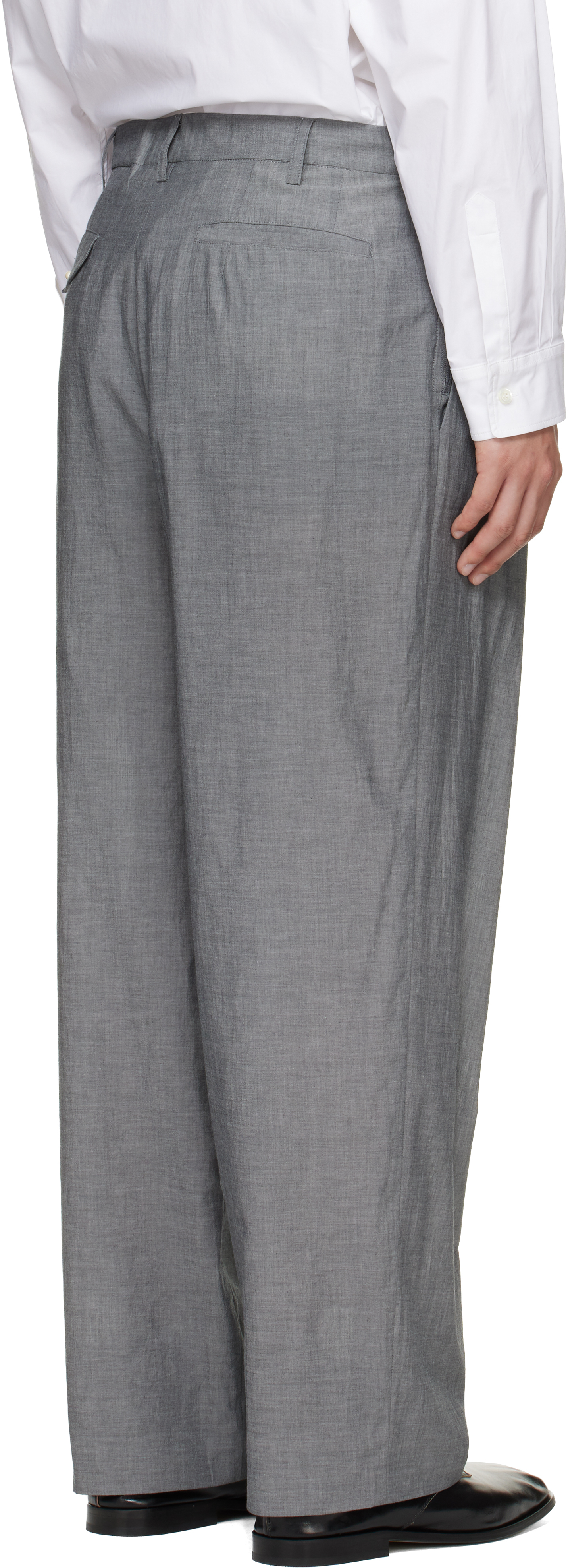 Gray Zipped Double Pleats Trousers