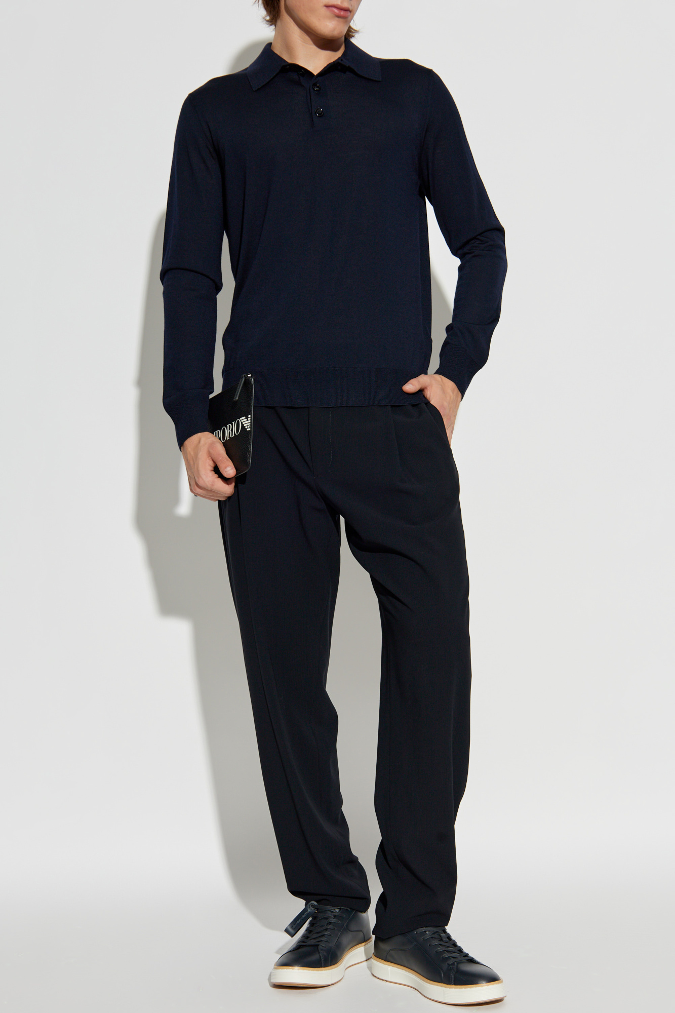 Pleated Trousers, Men's, Black
