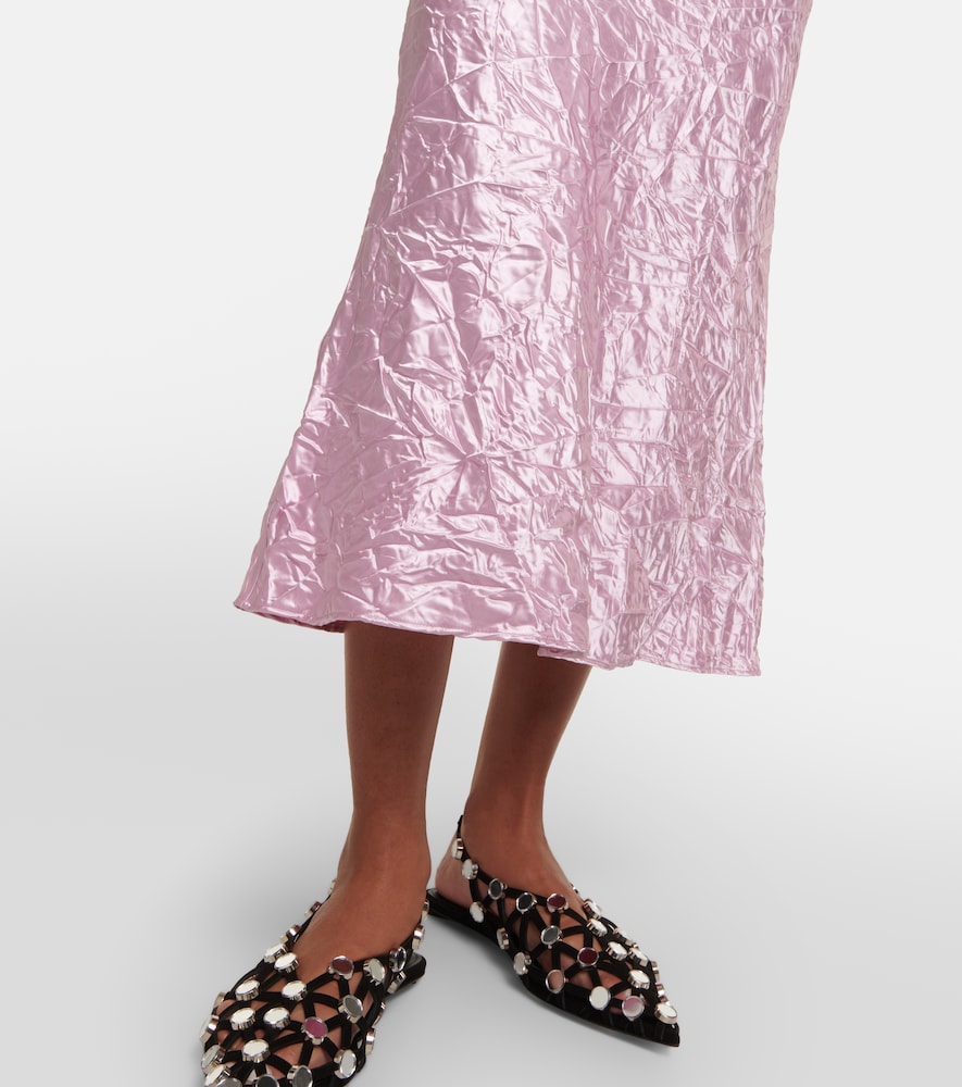 Crinkled satin slip skirt