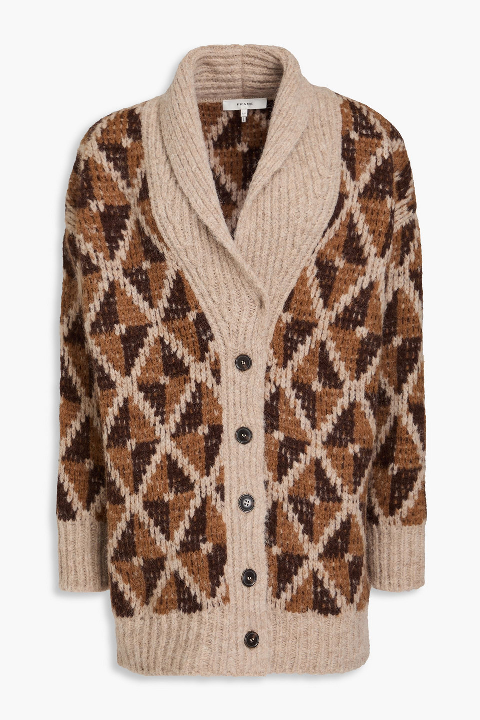Intarsia alpaca-blend cardigan