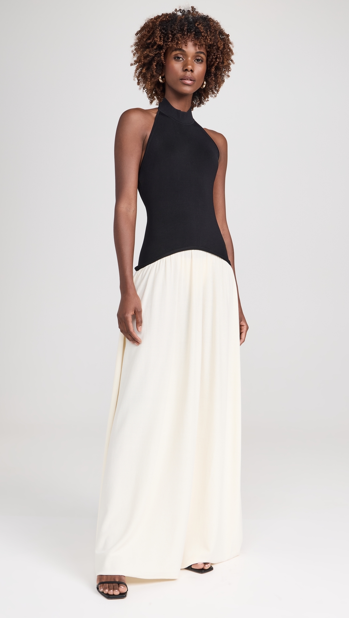 The Halter Soglio Dress Ecru/Noir