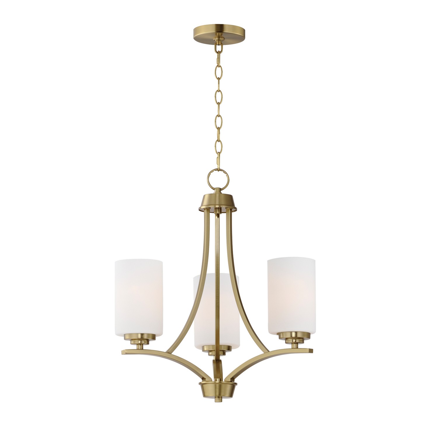 Satin Brass Three Light Chandelier from the Deven Collection