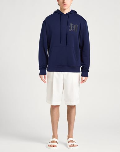 Man Sweatshirt Navy Size L Cotton, Polyester