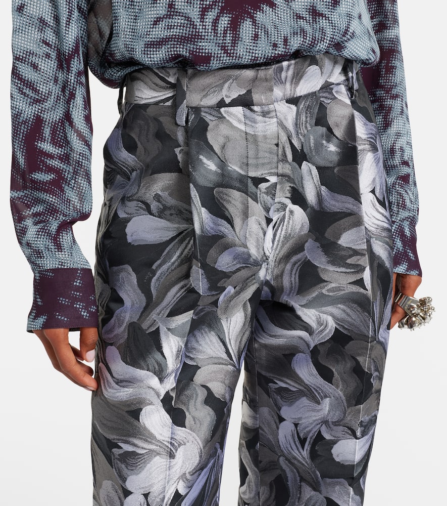 Jacquard high-rise wool straight pants