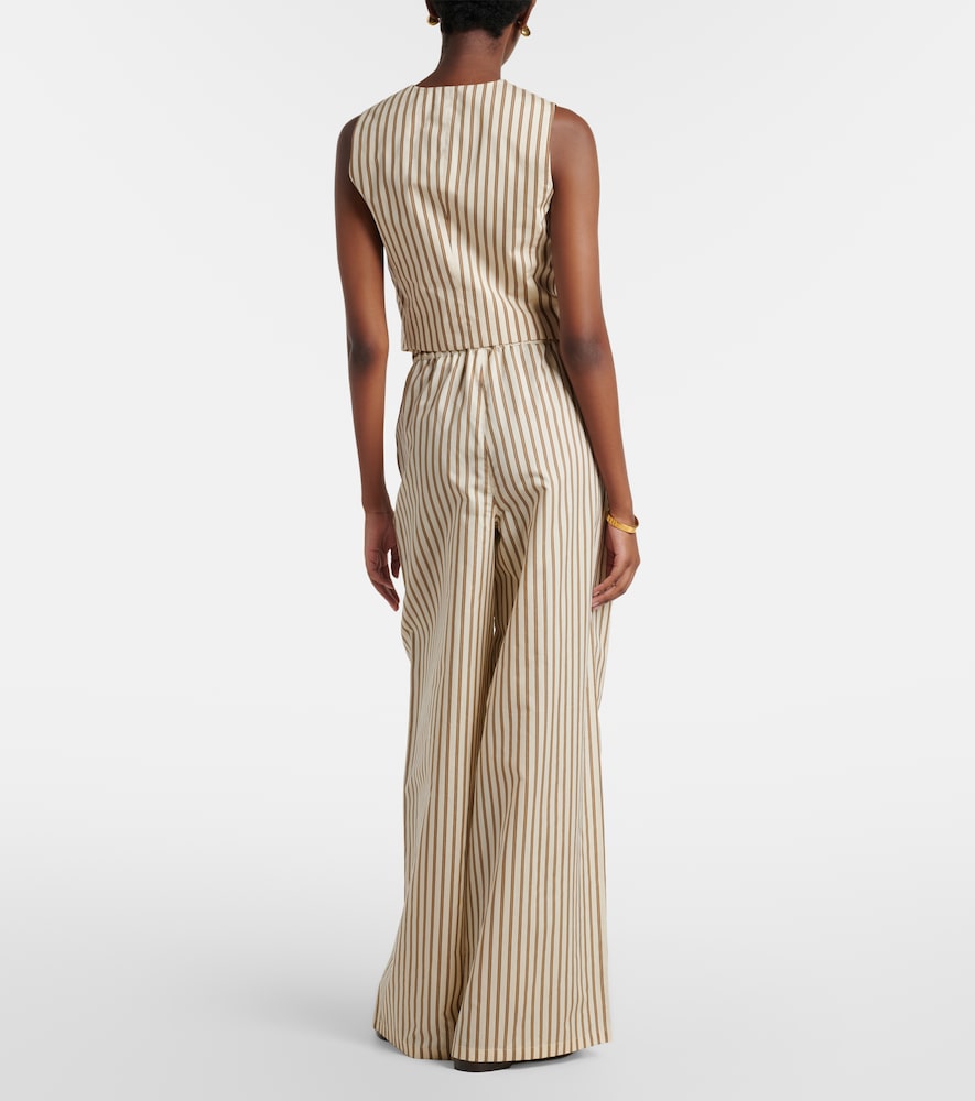 Striped cotton and silk wide-leg pants