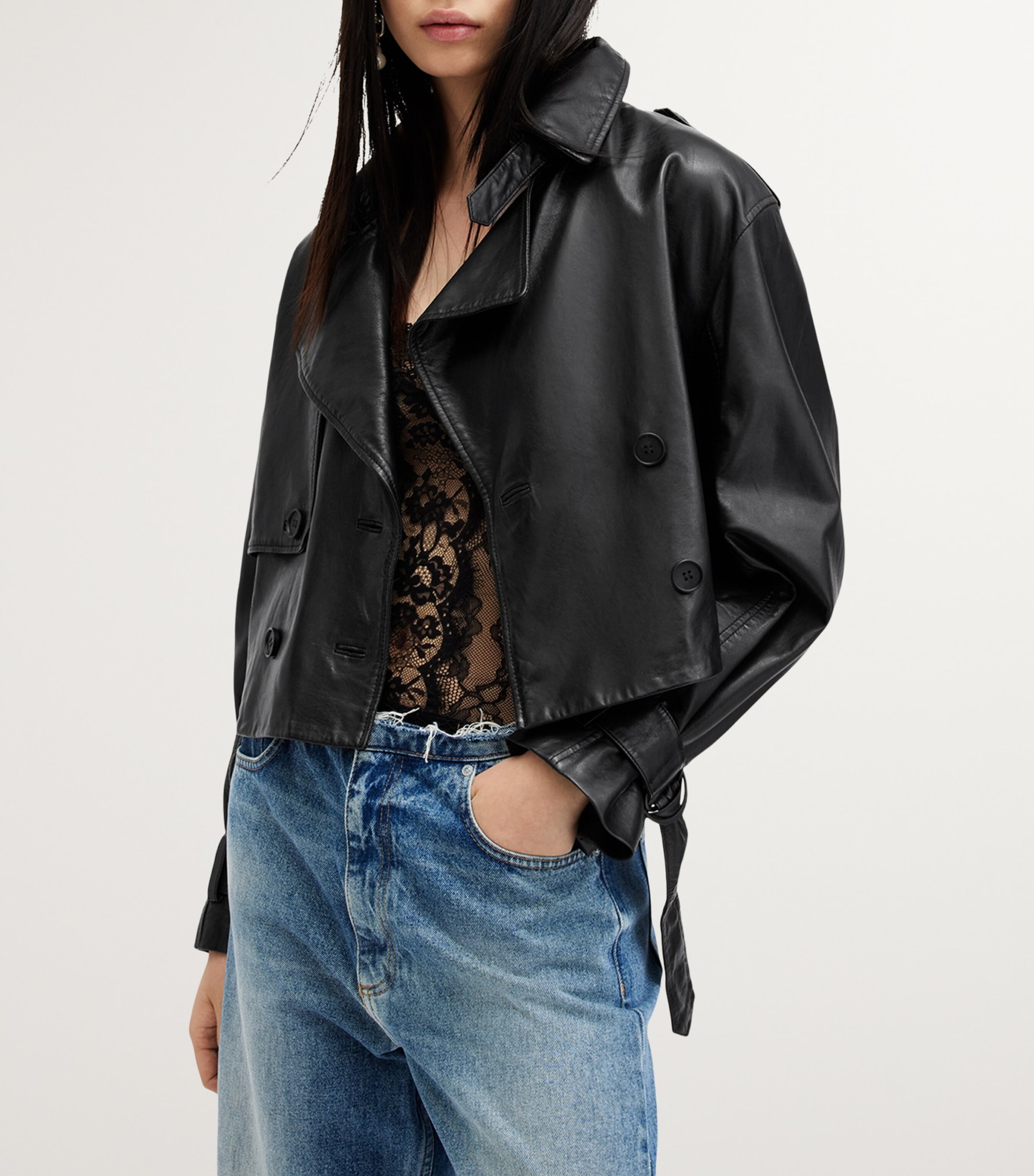 Leather Cropped Hendry Trench Coat