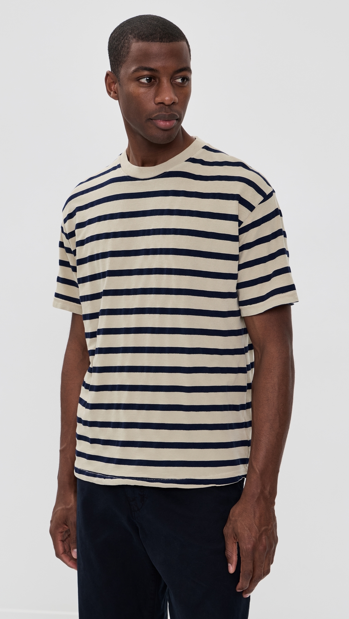 Enzo Stripe Tee Bisque