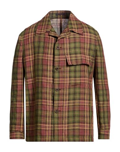 Man Shirt Military green Size 40 Linen