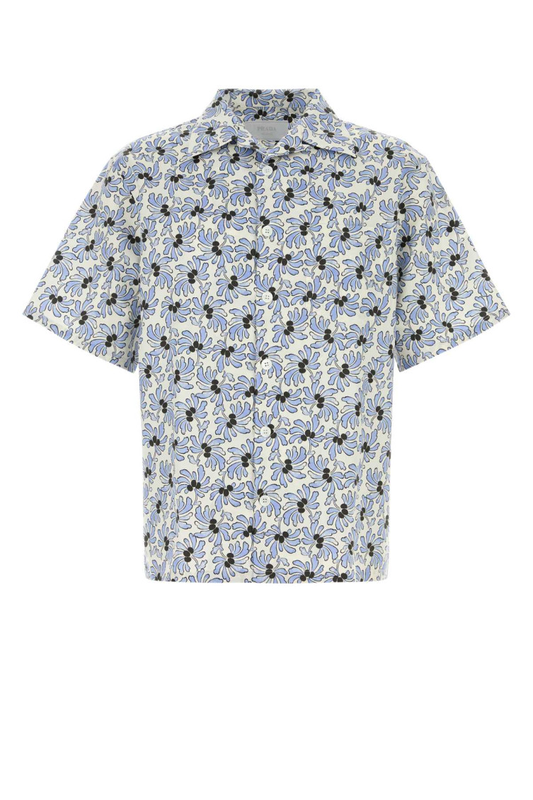 Printed Cotton Blend Bowling Shirt