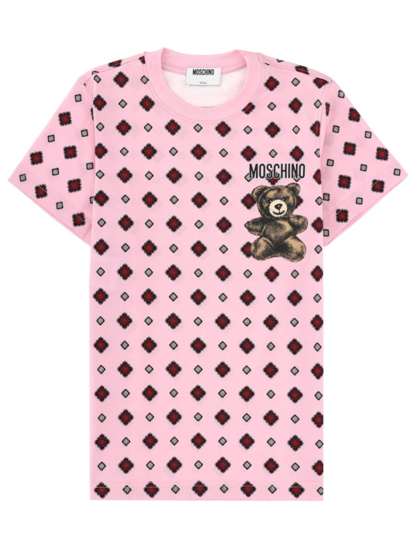Moschino - crew neck graphic print short sleeve top