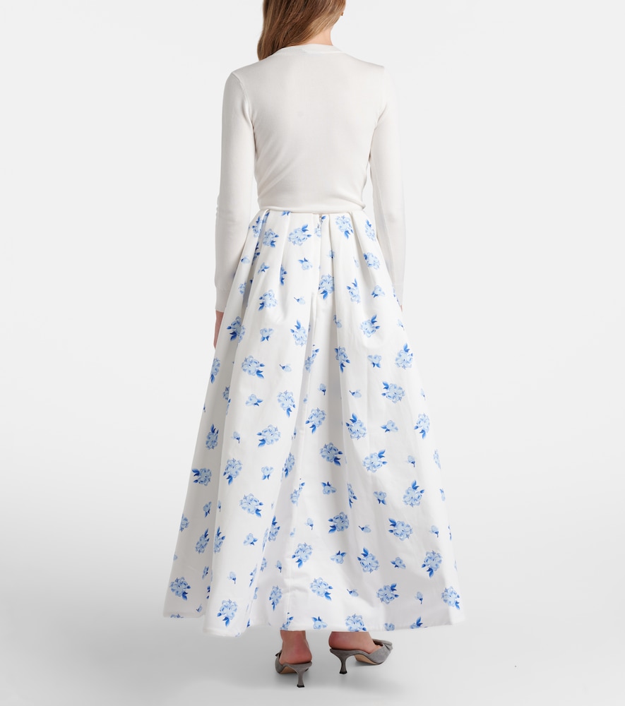 Victoria floral pleated cotton maxi skirt