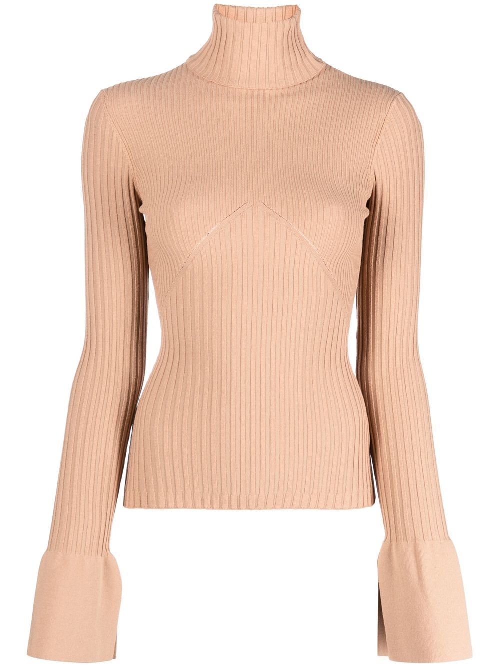 Ribbed roll-neck jumper - Neutrals
