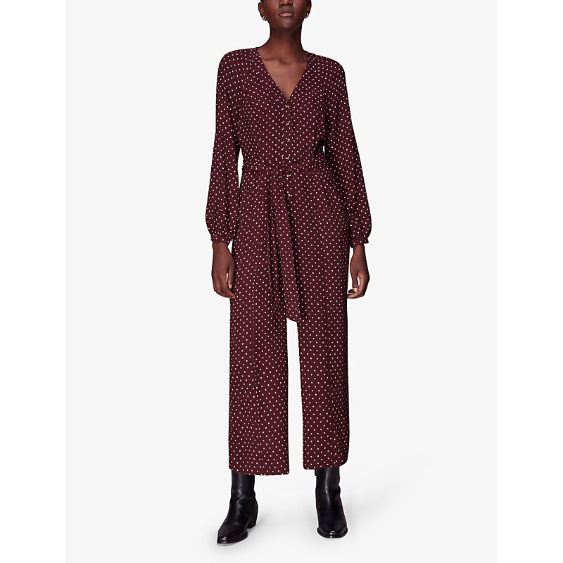 Womens Multi-coloured Lottie Spot-print Wide-leg Woven Jumpsuit