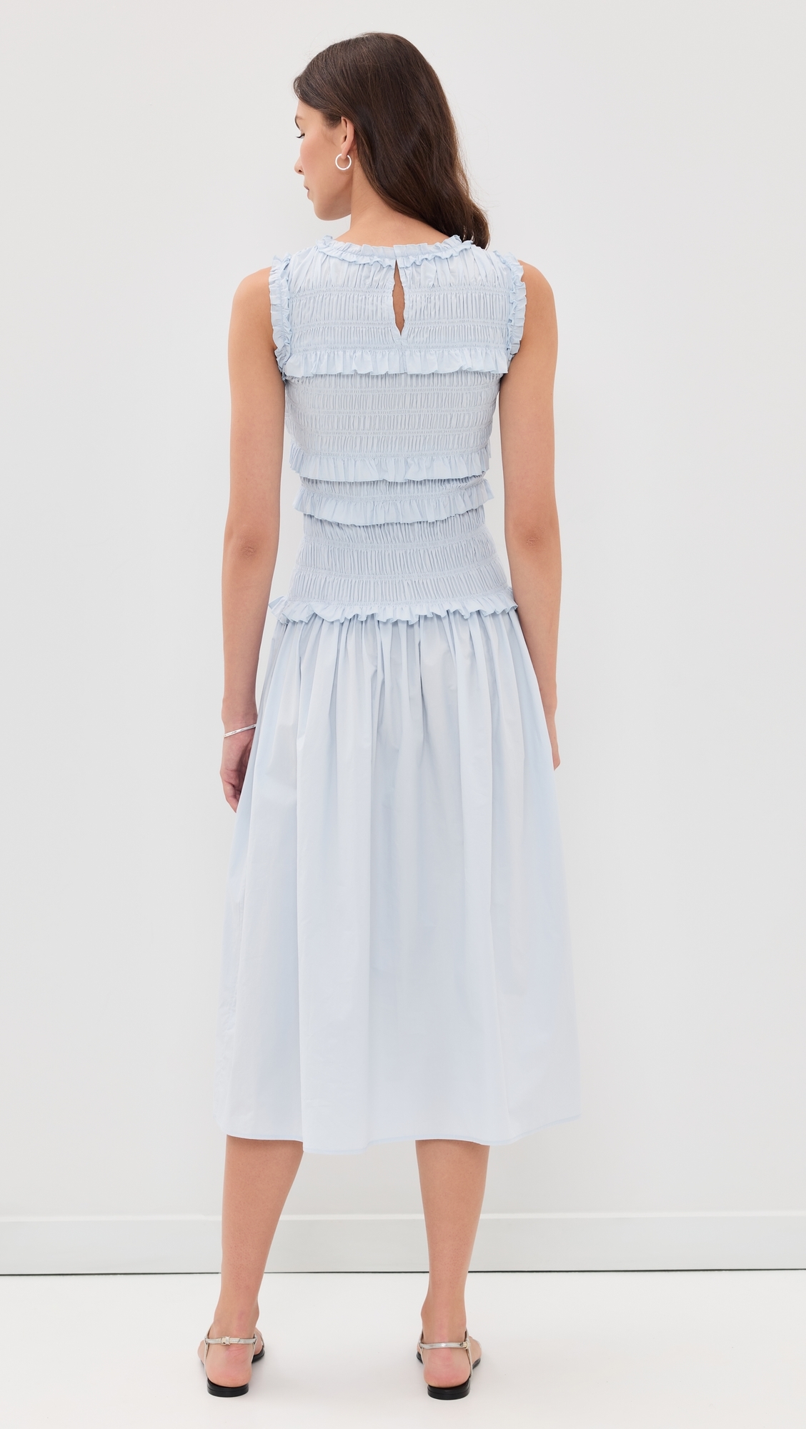 Cotton Smocked Dress Blue
