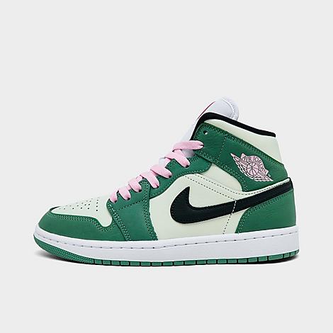 Women's Air Retro 1 Mid SE Casual Shoes in Dutch Green/Black/Barely Green