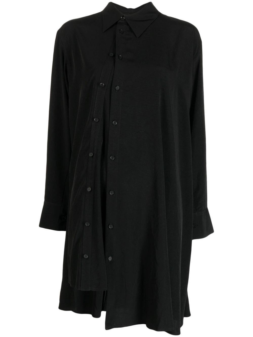 Asymmetric decorative button-detail shirt - Black