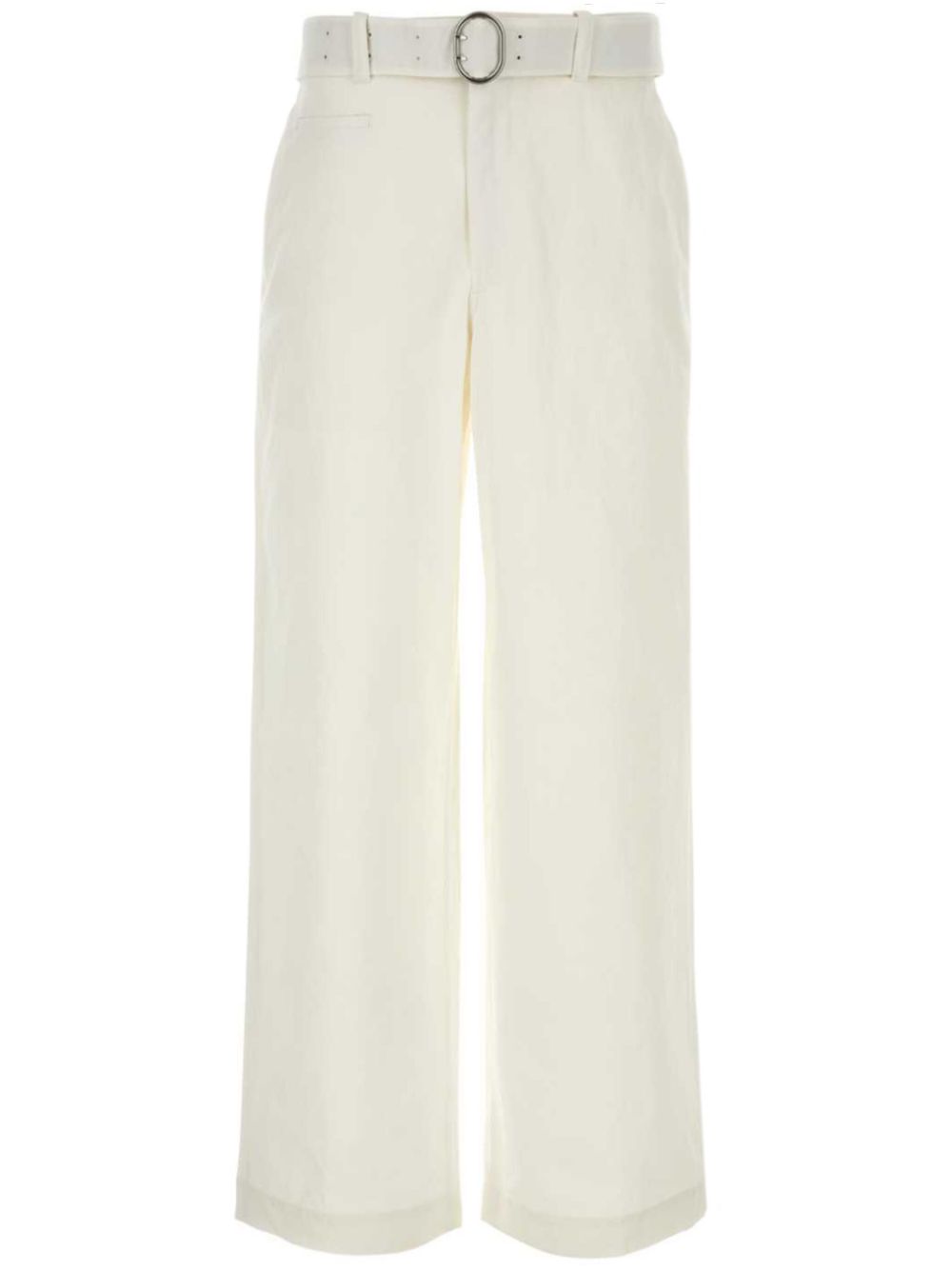 Belted-waist wide-leg trousers - Black