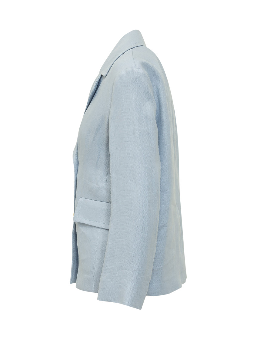 Blue Solid Notched Lapel Blazer