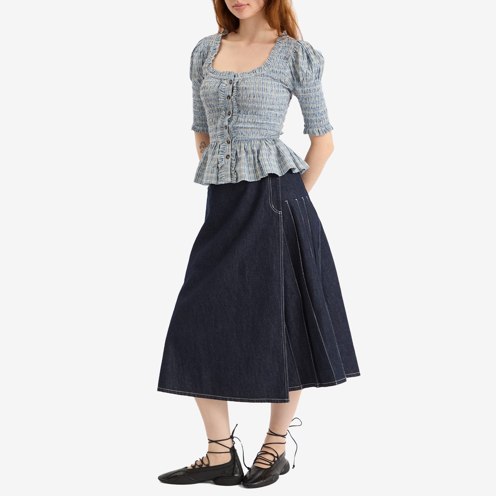 Women's Mansi Shirred Blouse Cloudy