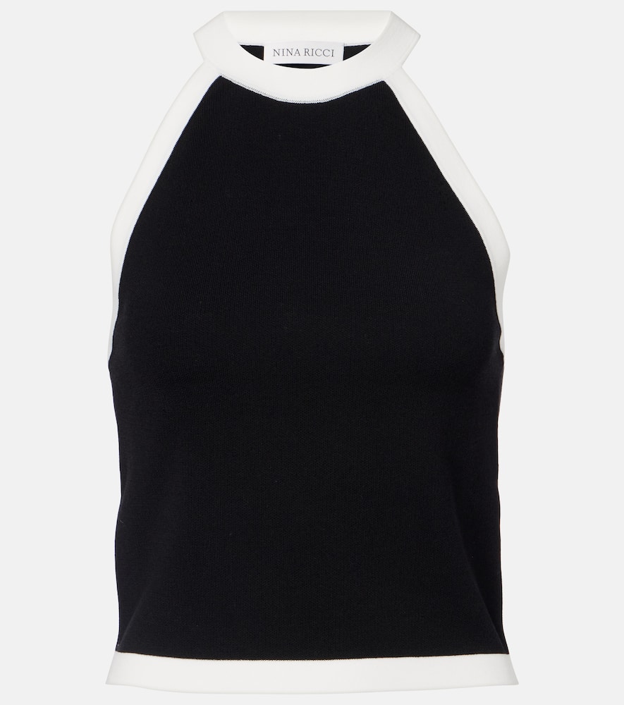 Ribbed-knit halterneck top
