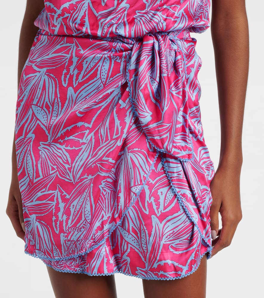 Celie printed gathered one-shoulder minidress