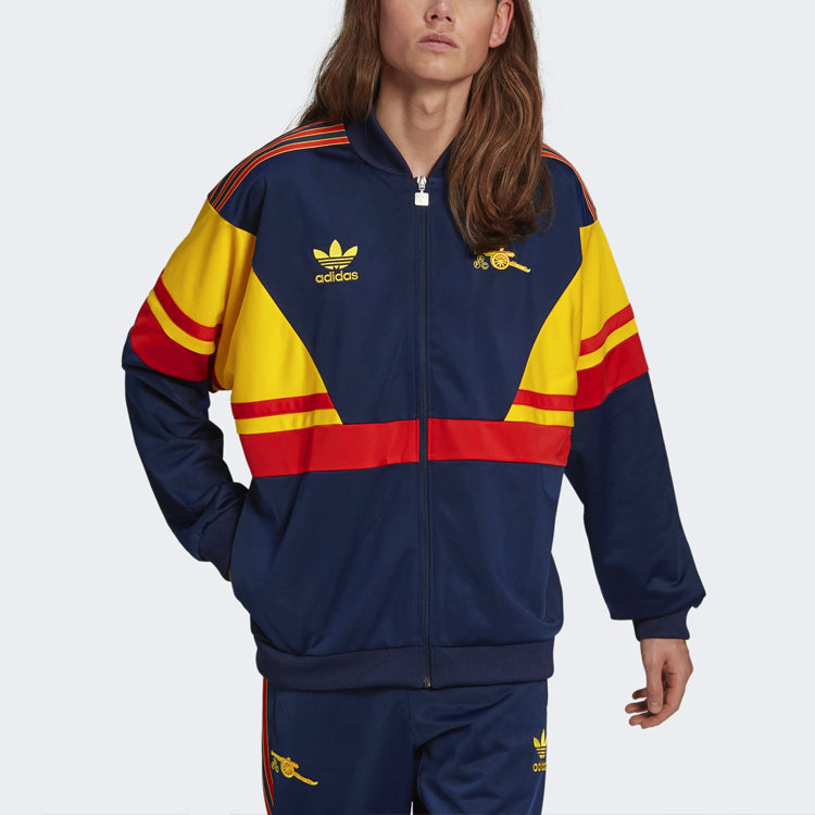 Originals Colorblock Stripe Logo Embroidered Soccer/Football Sports Jacket Arsenal Navy Blue