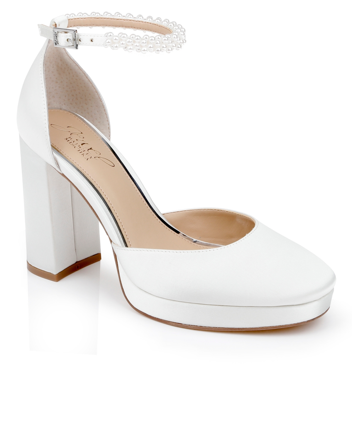 Women's Noble Bridal Block Heel Pumps - Ivory Satin