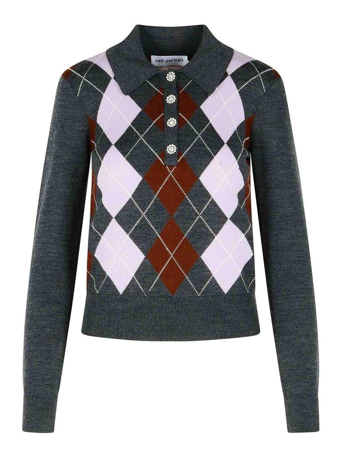 Argyle Grey Wool Sweater