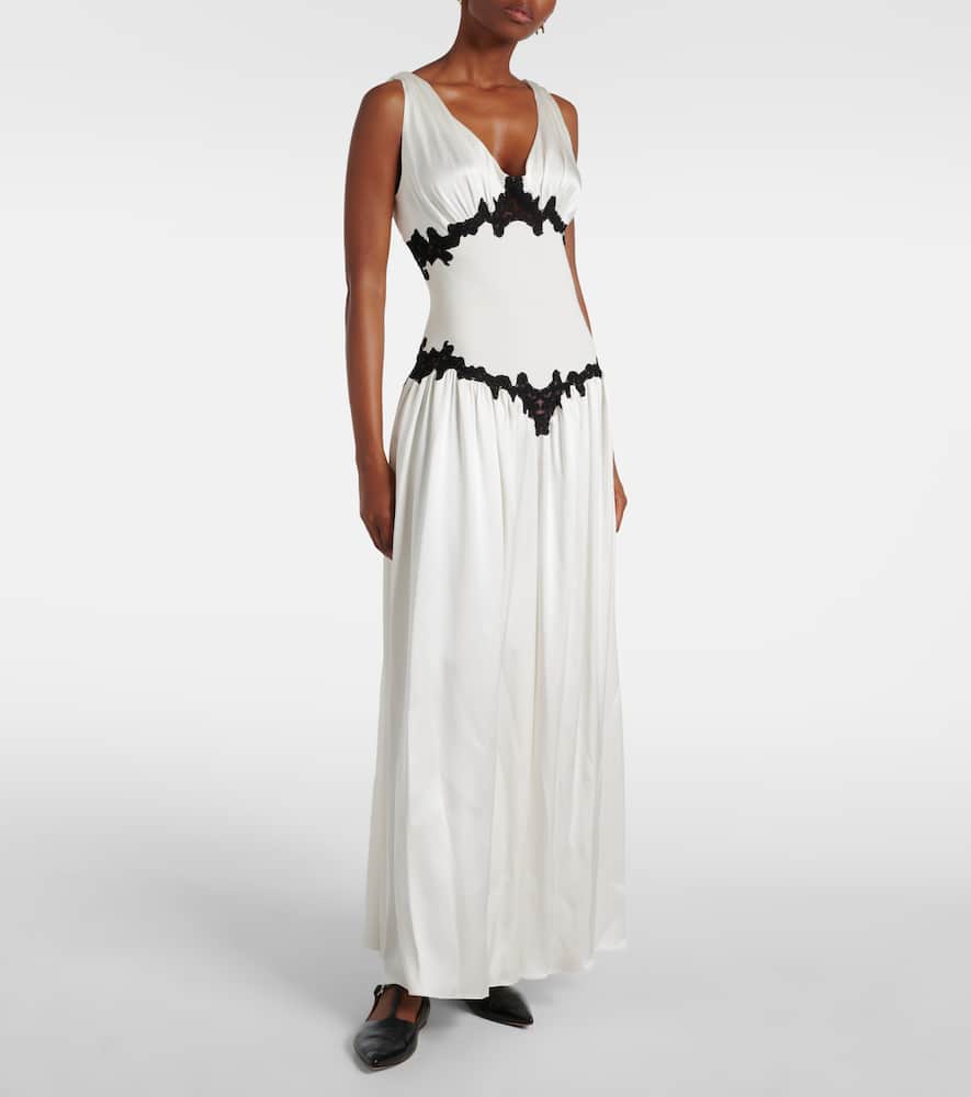 Highland embroidered silk gown