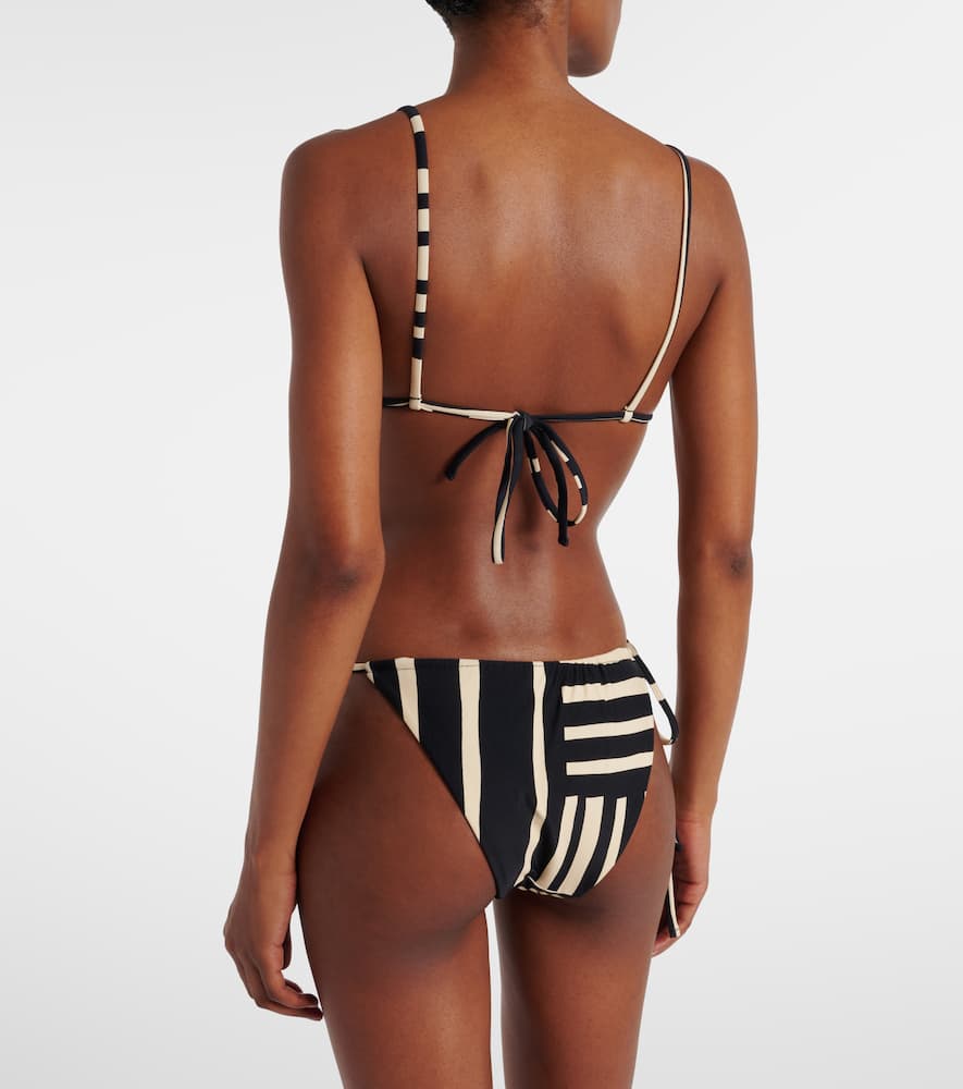 Embellished striped bikini bottoms