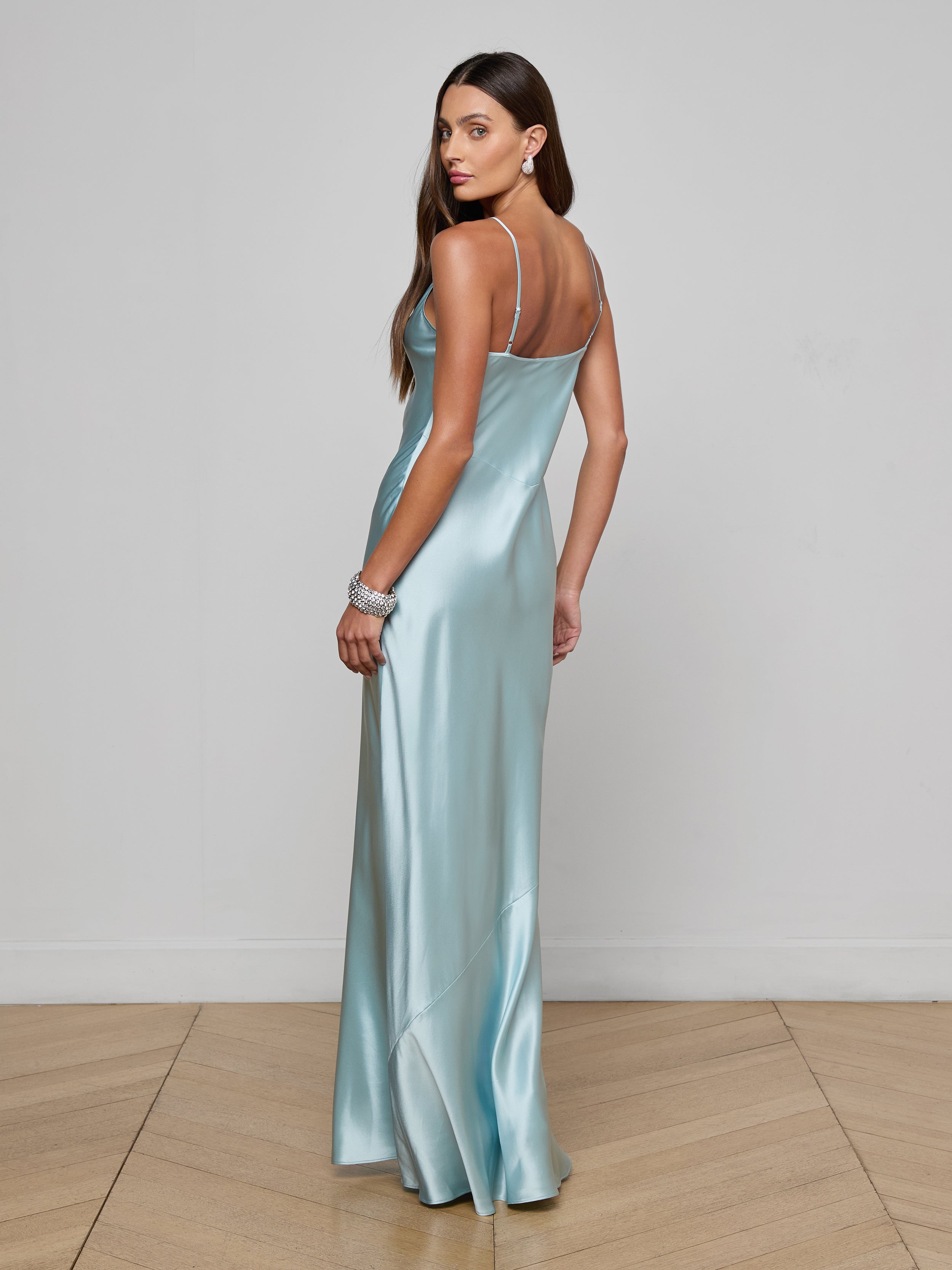 Charmaine Silk Gown In Pale Blue