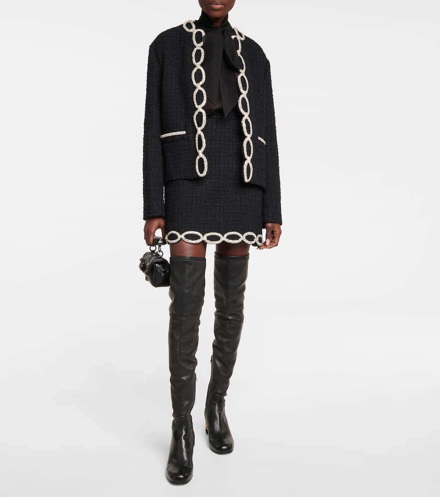 Embellished tweed miniskirt