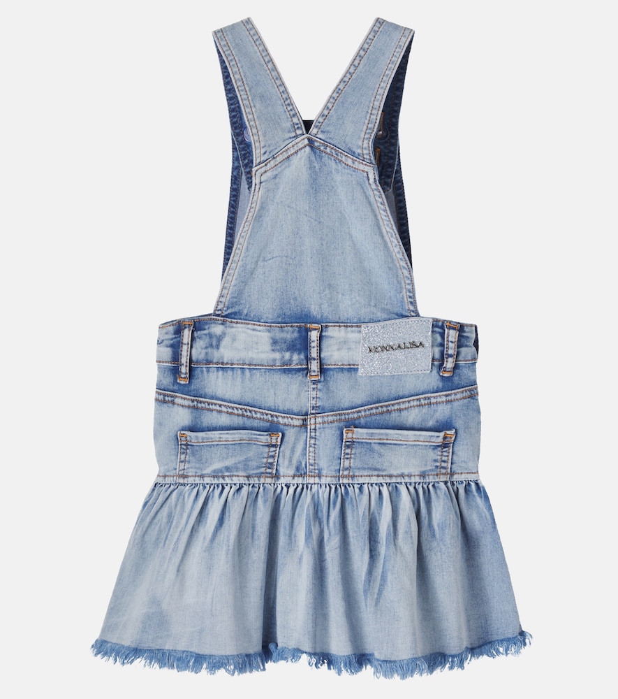 Embellished embroidered denim overalls