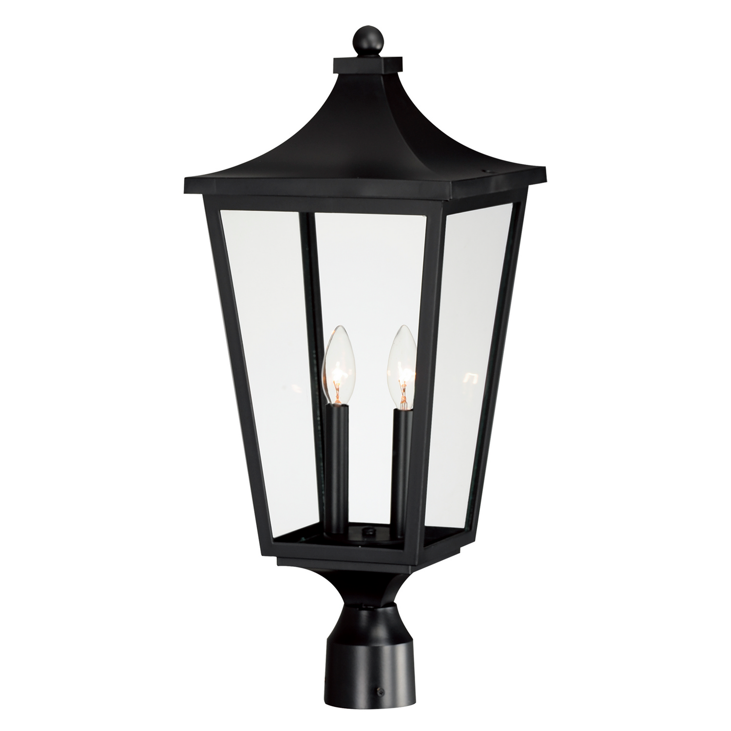 Black Two Light Outdoor Post Lantern from the Sutton Place VX Collection