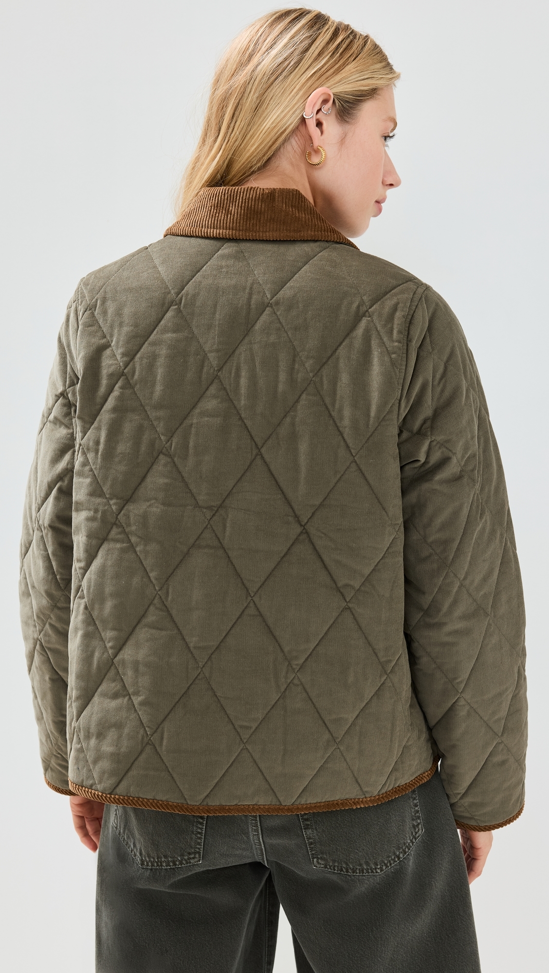 Emilia Quilted Jacket Deep Olive/Sky Dress Tartan