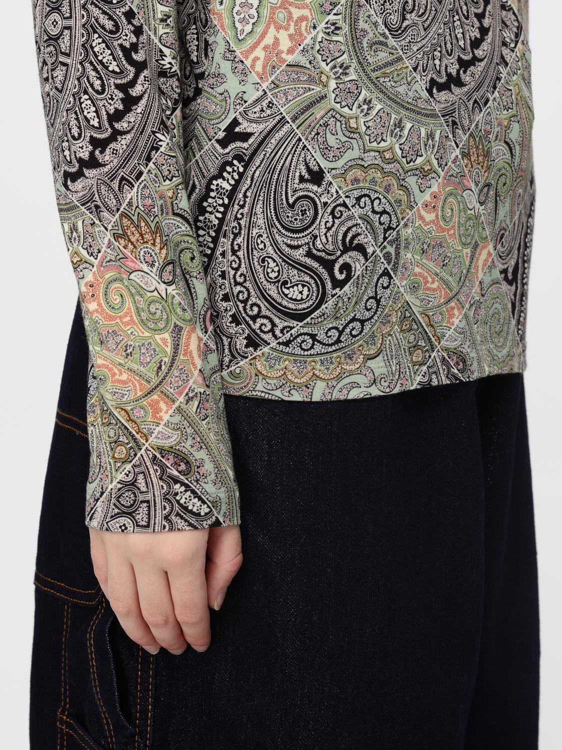 Patchwork-print wool jersey top - Green