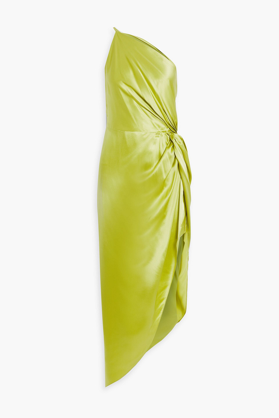 One-shoulder twisted silk-satin gown