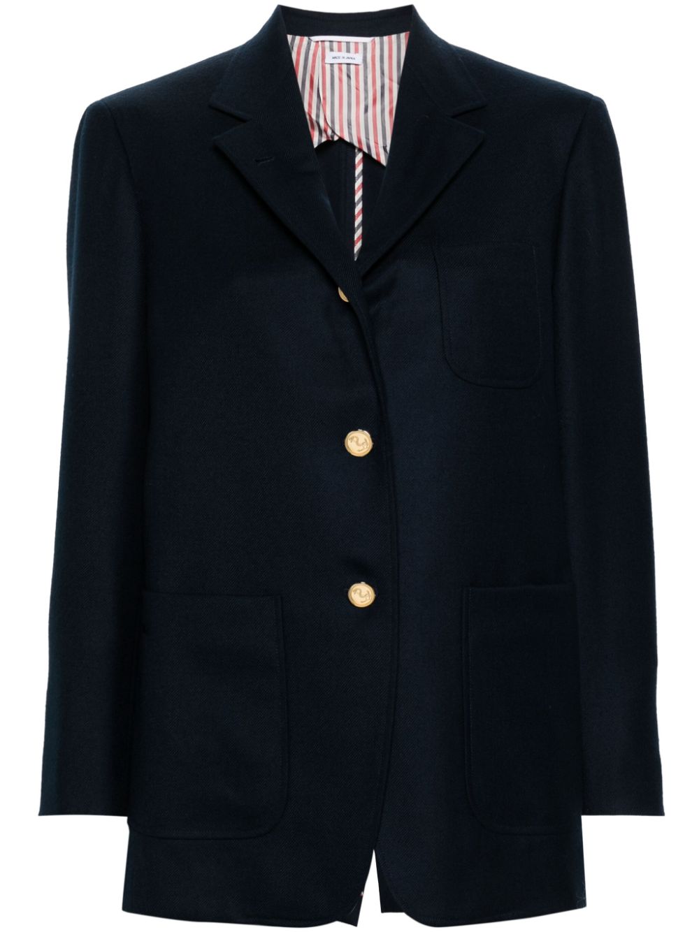 Single-breasted wool blazer - Blue