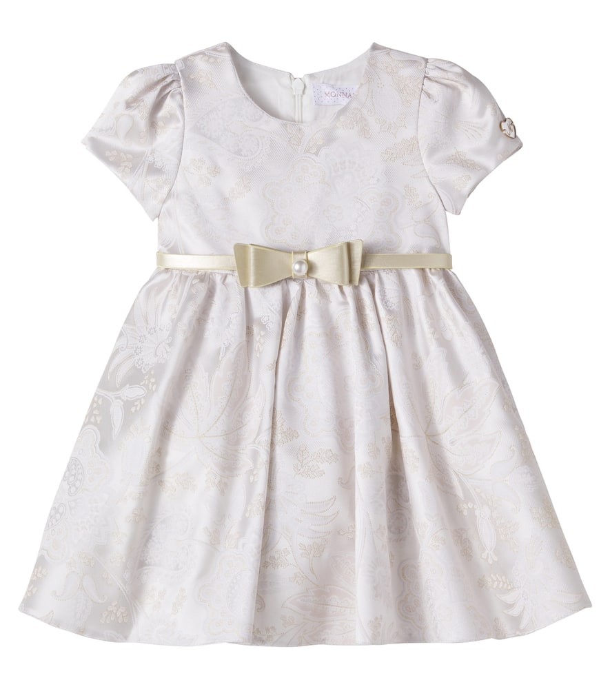 Baby bow-detail floral brocade dress