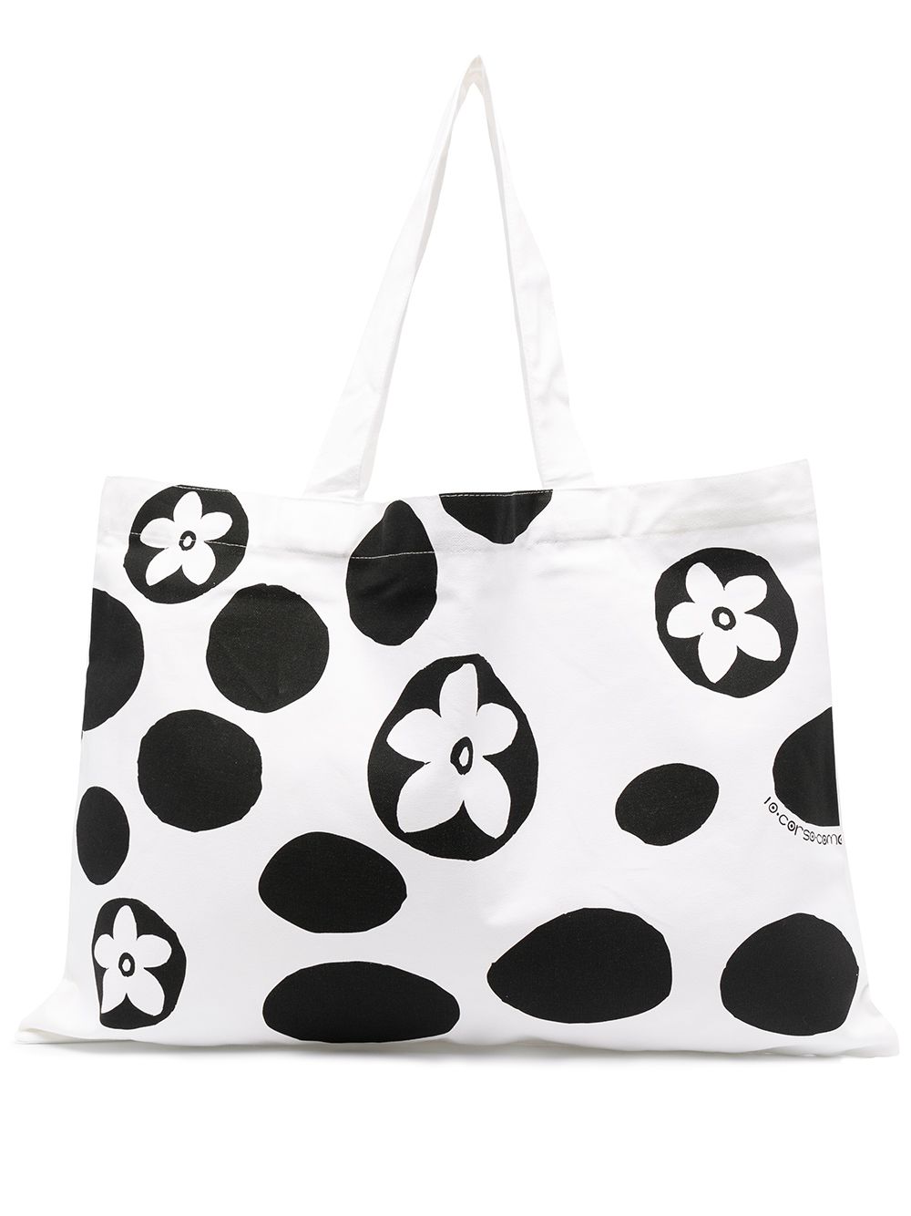 Floral polka-dot print tote bag - White