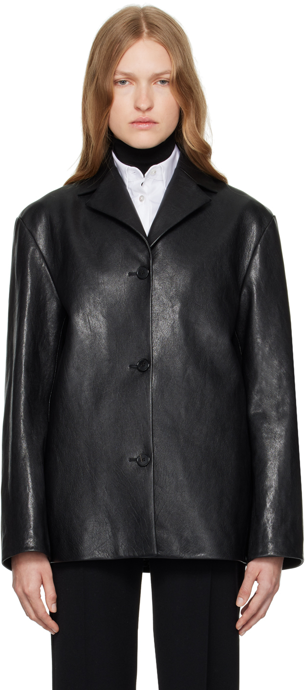 The Row Black Fabian Leather Jacket