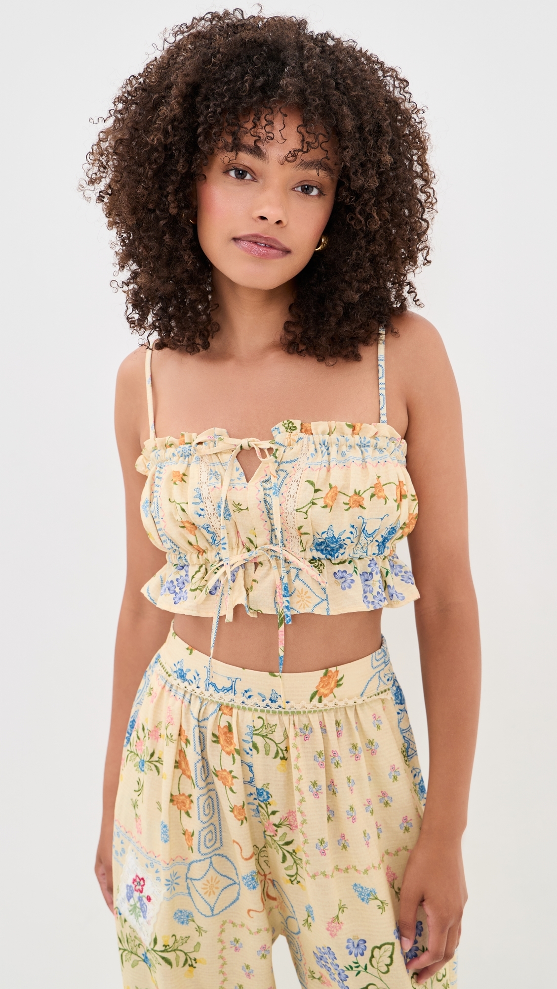 Vichy Ruffled Crop Top Multicolor