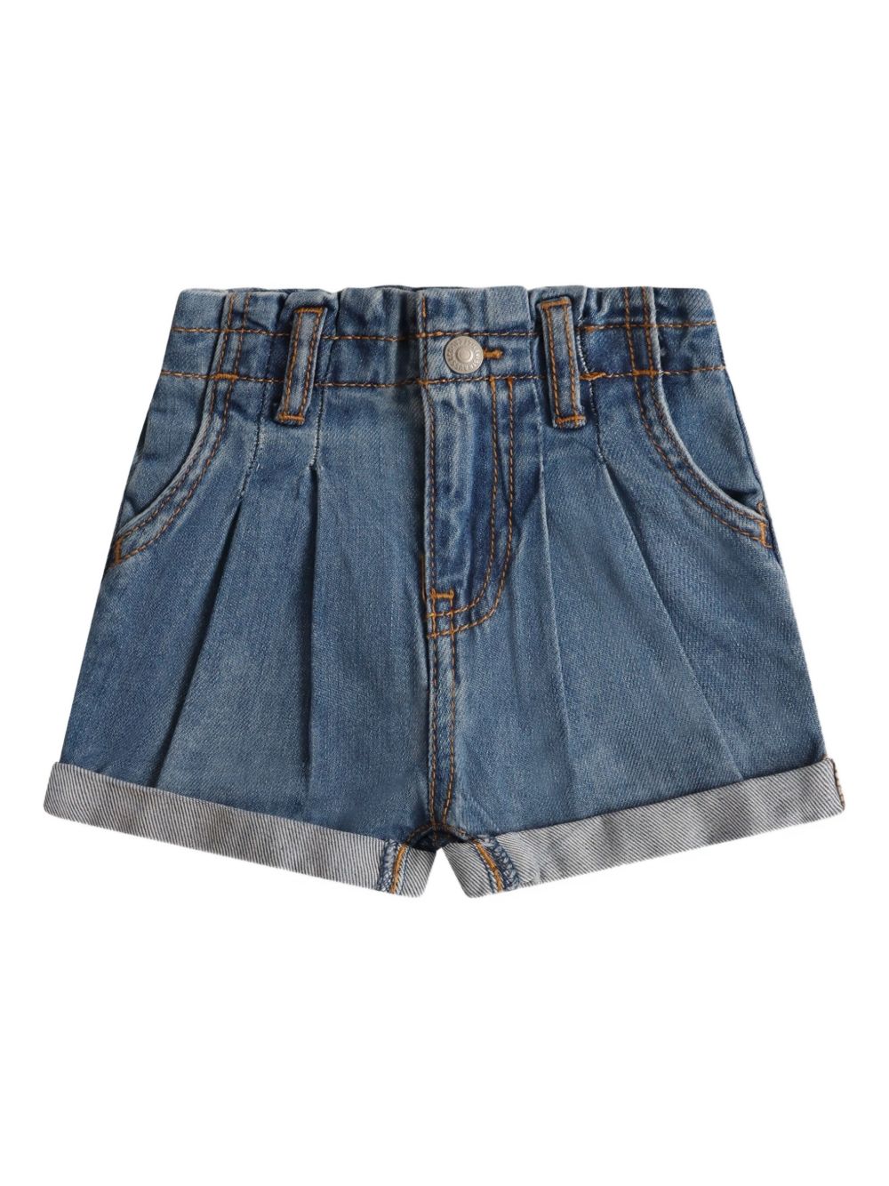 Pleated denim shorts - Blue