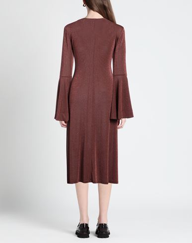 Woman Midi dress Brown Size M Viscose, Polyamide, Metallic Polyester, Elastane