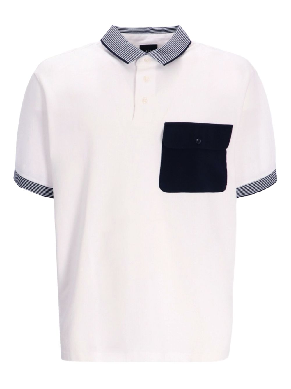 Striped-trim polo shirt - Blue