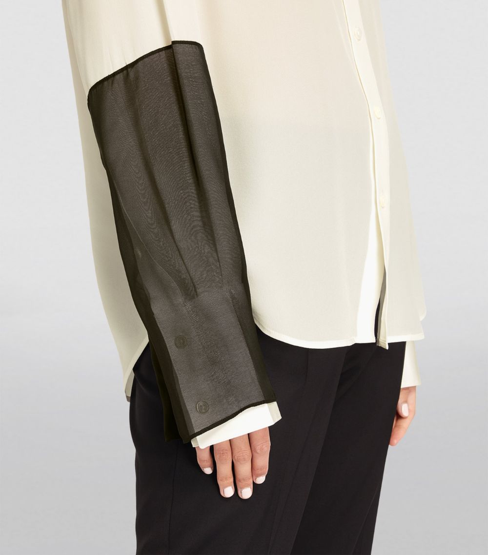 Silk Contrast-Sleeve Shirt